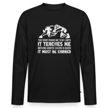 Wrestling - Männer Premium Bio Langarmshirt - Schwarz - Vorne - Nico (187cm)