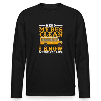 Chauffeur de bus Chauffeur de bus Bus Schuhlbus cadeau - T-shirt manches longues Premium bio Homme - noir - Devant - Nico (187cm)
