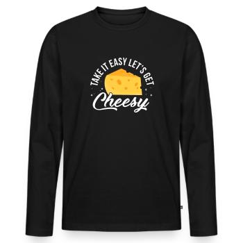 Gâteau au fromage Cheesecake Cadeau alimentaire - T-shirt manches longues Premium bio Homme - noir - Devant - Nico (187cm)