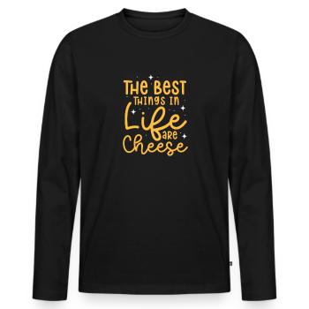 Gâteau au fromage Cheesecake Cadeau alimentaire - T-shirt manches longues Premium bio Homme - noir - Devant - Nico (187cm)