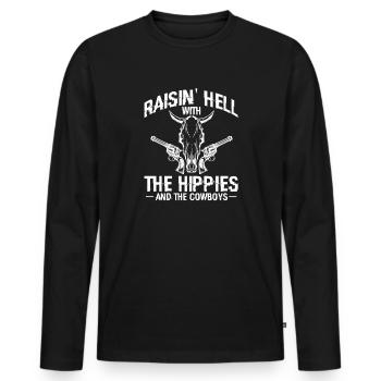 Cowboy Cowboy Boots Western Gift - Men's Premium Organic Long Sleeve Shirt - black - Front - Nico (187cm)