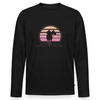 Cow-boy - T-shirt manches longues Premium bio Homme - noir - Devant - Nico (187cm)