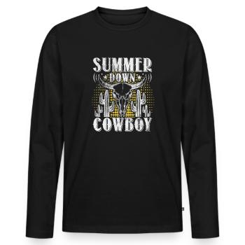 Cow-boy - T-shirt manches longues Premium bio Homme - noir - Devant - Nico (187cm)