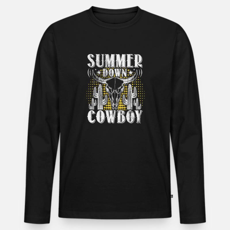 Cowboy - Männer Premium Bio Langarmshirt - Schwarz