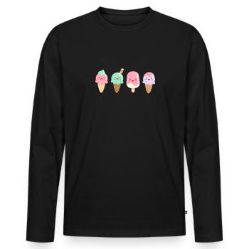 Eiscreme Eis Eiskrem Ice Cream Sommer Geschenk - Männer Premium Bio Langarmshirt - Schwarz - Vorne - Nico (187cm)