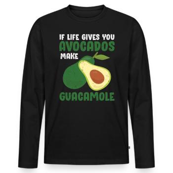 Avocado - Männer Premium Bio Langarmshirt - Schwarz - Vorne - Nico (187cm)