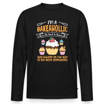 Bäcker Bäckerein Backwaren Backen Geschenk - Männer Premium Bio Langarmshirt - Schwarz - Vorne - Nico (187cm)