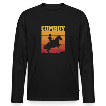Cowboy Cowboy Boots Western Gift - Men's Premium Organic Long Sleeve Shirt - black - Front - Nico (187cm)