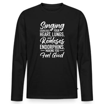 Chanteur chanteur chanteur musicien cadeau - T-shirt manches longues Premium bio Homme - noir - Devant - Nico (187cm)