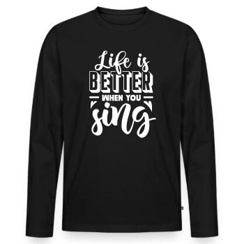Chanteur chanteur chanteur musicien cadeau - T-shirt manches longues Premium bio Homme - noir - Devant - Nico (187cm)