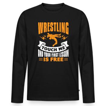 Lutteur lutteur Fight Wrestling Ringer cadeau - T-shirt manches longues Premium bio Homme - noir - Devant - Nico (187cm)
