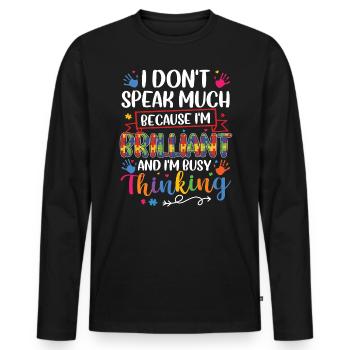Autism Awareness Day Autistic Gift - Men's Premium Organic Long Sleeve Shirt - black - Front - Nico (187cm)