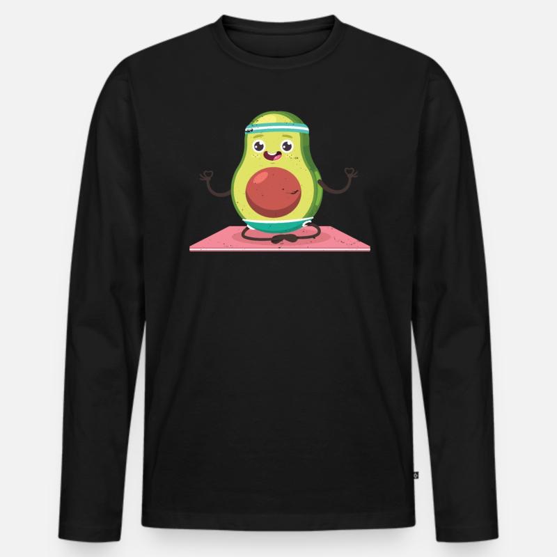 Avocado - Männer Premium Bio Langarmshirt - Schwarz