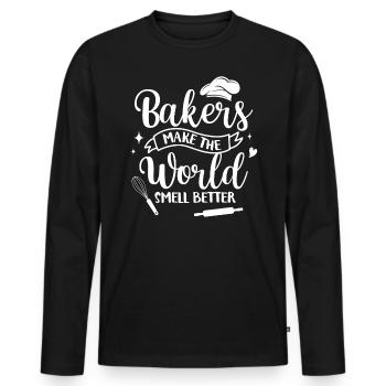Bäcker Bäckerein Backwaren Backen Geschenk - Männer Premium Bio Langarmshirt - Schwarz - Vorne - Nico (187cm)