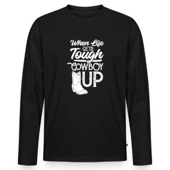 Cowboy Cowboy Boots Western Gift - Men's Premium Organic Long Sleeve Shirt - black - Front - Nico (187cm)