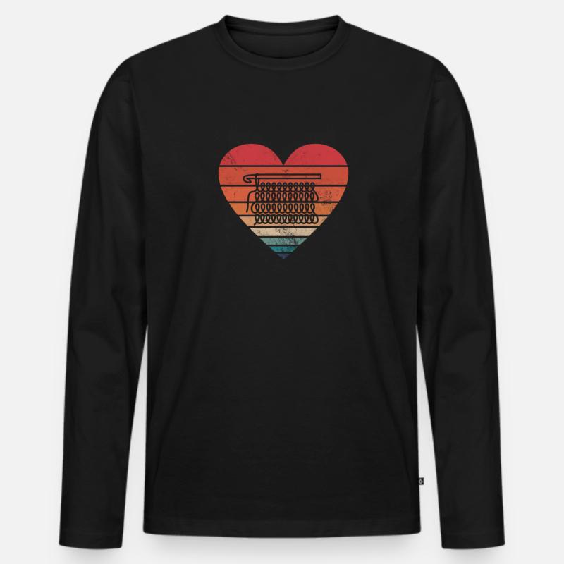 Häkeln Stricken - Männer Premium Bio Langarmshirt - Schwarz