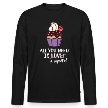 Cupcake - Männer Premium Bio Langarmshirt - Schwarz - Vorne - Nico (187cm)