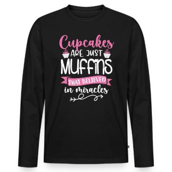 Cupcake - Männer Premium Bio Langarmshirt - Schwarz - Vorne - Nico (187cm)