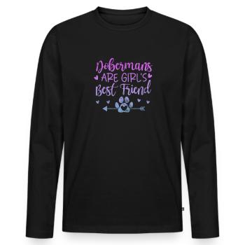 Dobermann - Männer Premium Bio Langarmshirt - Schwarz - Vorne - Nico (187cm)