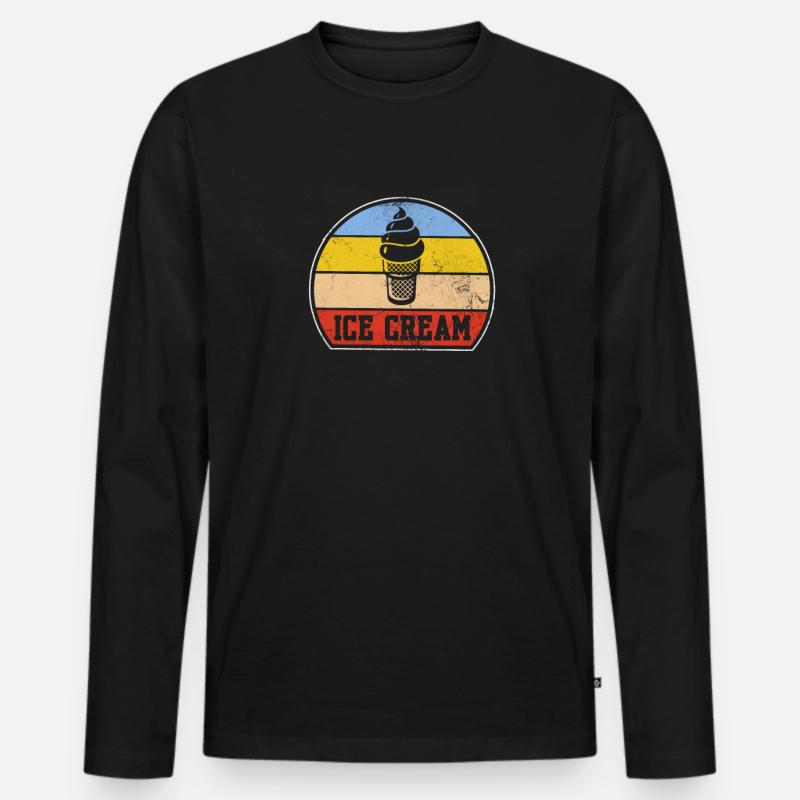 Eiscreme - Männer Premium Bio Langarmshirt - Schwarz