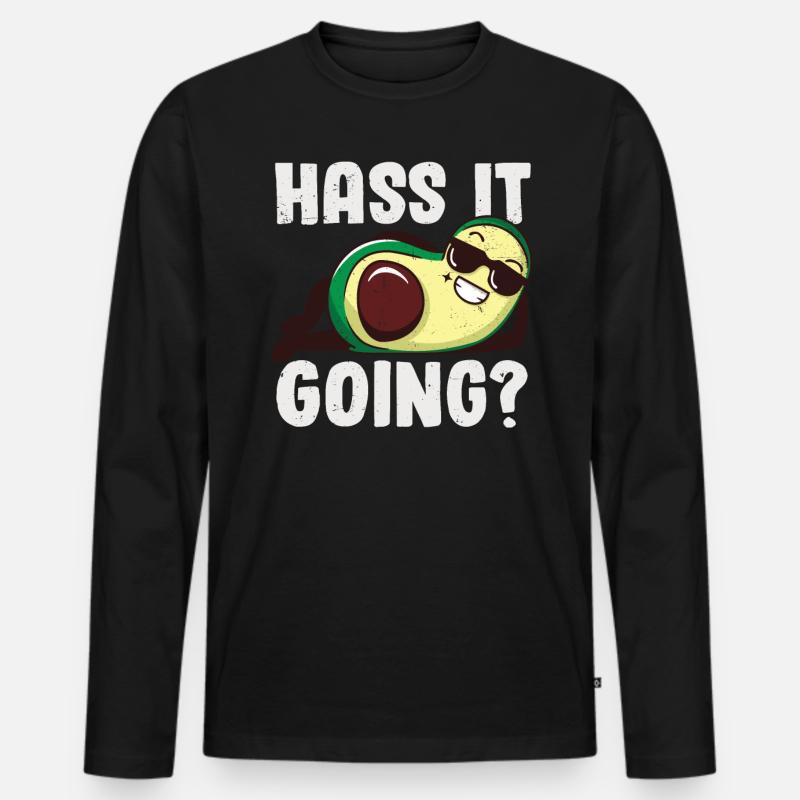Avocado - Männer Premium Bio Langarmshirt - Schwarz