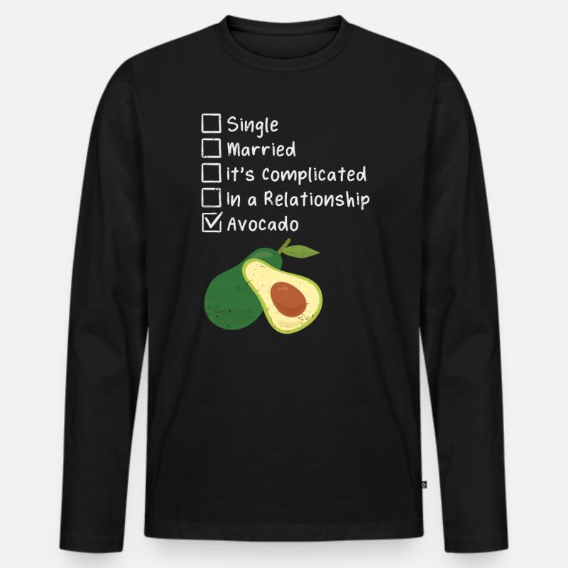 Avocado - Männer Premium Bio Langarmshirt - Schwarz