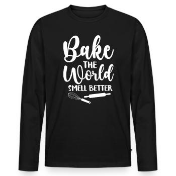 Bäcker Bäckerein Backwaren Backen Geschenk - Männer Premium Bio Langarmshirt - Schwarz - Vorne - Nico (187cm)