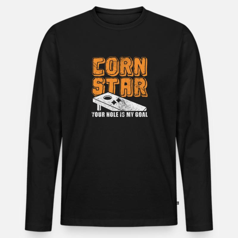 Cornhole - Männer Premium Bio Langarmshirt - Schwarz