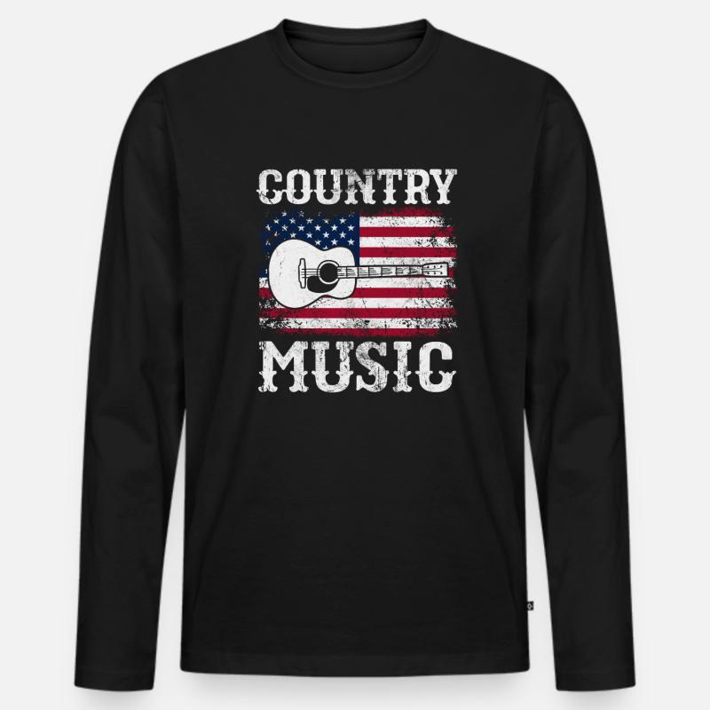 Country - Männer Premium Bio Langarmshirt - Schwarz