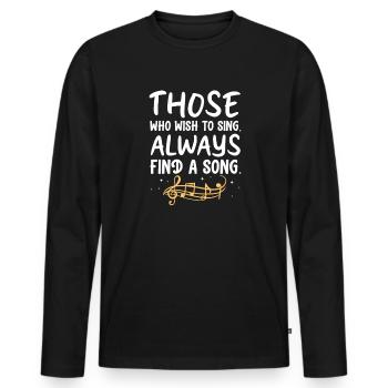 Chanteur chanteur chanteur musicien cadeau - T-shirt manches longues Premium bio Homme - noir - Devant - Nico (187cm)