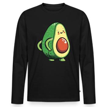 Avocado - Männer Premium Bio Langarmshirt - Schwarz - Vorne - Nico (187cm)