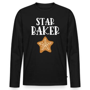 Bäcker Bäckerein Backwaren Backen Geschenk - Männer Premium Bio Langarmshirt - Schwarz - Vorne - Nico (187cm)