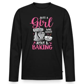 Bäcker Bäckerein Backwaren Backen Geschenk - Männer Premium Bio Langarmshirt - Schwarz - Vorne - Nico (187cm)