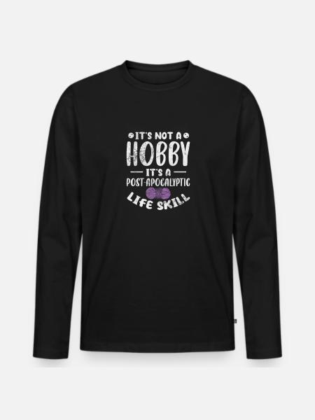 Crochet Knitting - Men's Premium Organic Long Sleeve Shirt - black