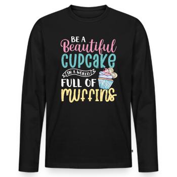 Cupcake - Männer Premium Bio Langarmshirt - Schwarz - Vorne - Nico (187cm)