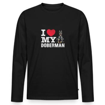 Dobermann - Männer Premium Bio Langarmshirt - Schwarz - Vorne - Nico (187cm)