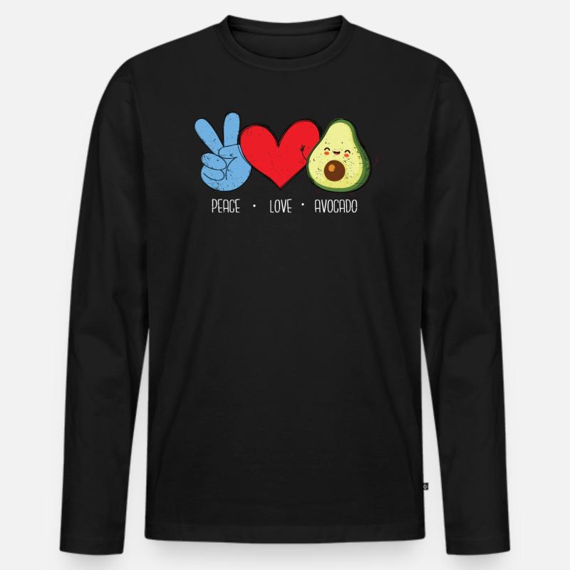 Avocado - Männer Premium Bio Langarmshirt - Schwarz