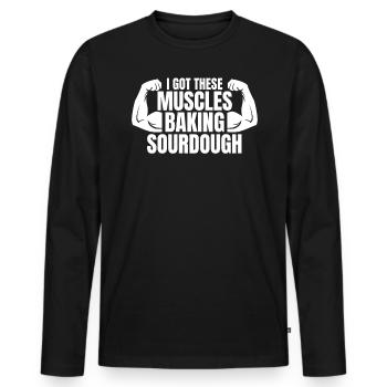 Bäcker Bäckerein Backwaren Backen Geschenk - Männer Premium Bio Langarmshirt - Schwarz - Vorne - Nico (187cm)