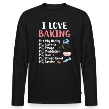 Bäcker Bäckerein Backwaren Backen Geschenk - Männer Premium Bio Langarmshirt - Schwarz - Vorne - Nico (187cm)