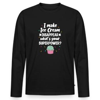 Eiscreme Eis Eiskrem Ice Cream Sommer Geschenk - Männer Premium Bio Langarmshirt - Schwarz - Vorne - Nico (187cm)