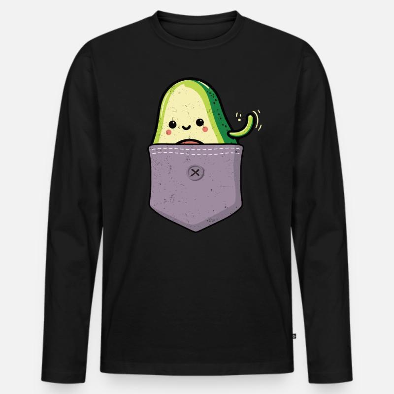Avocado - Männer Premium Bio Langarmshirt - Schwarz