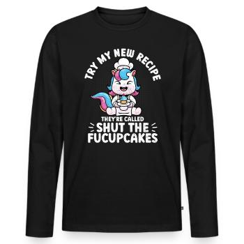 Cupcake - Männer Premium Bio Langarmshirt - Schwarz - Vorne - Nico (187cm)