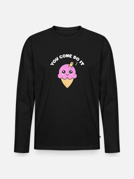Eiscreme - Männer Premium Bio Langarmshirt - Schwarz