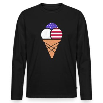 Eiscreme - Männer Premium Bio Langarmshirt - Schwarz - Vorne - Nico (187cm)