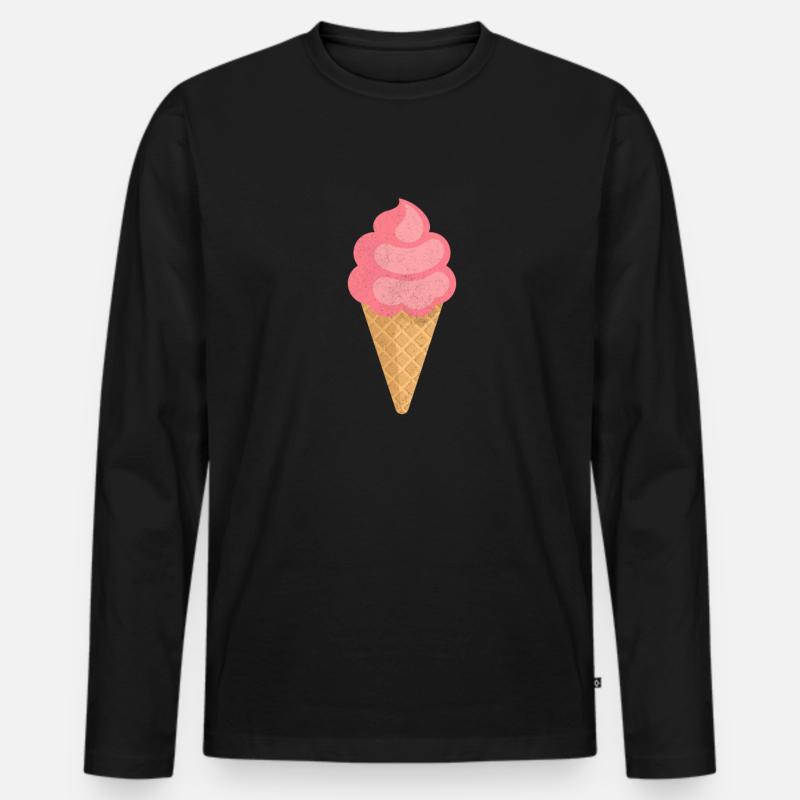 Eiscreme - Männer Premium Bio Langarmshirt - Schwarz