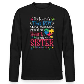 Autism Awareness Day Autistic Gift - Men's Premium Organic Long Sleeve Shirt - black - Front - Nico (187cm)