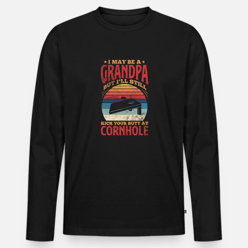 Cornhole - Männer Premium Bio Langarmshirt - Schwarz