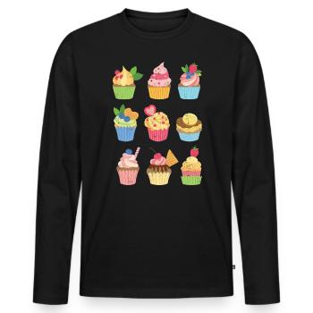 Cupcake - Männer Premium Bio Langarmshirt - Schwarz - Vorne - Nico (187cm)