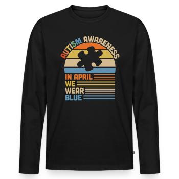 Autism Awareness Day Autistic Gift - Men's Premium Organic Long Sleeve Shirt - black - Front - Nico (187cm)