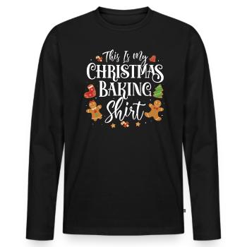 Bäcker Bäckerein Backwaren Backen Geschenk - Männer Premium Bio Langarmshirt - Schwarz - Vorne - Nico (187cm)